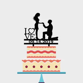 

Personalized Wedding Date Sweet Love Bride and Groom Silhouette Cake Topper For Wedding Cake Decoration YC029