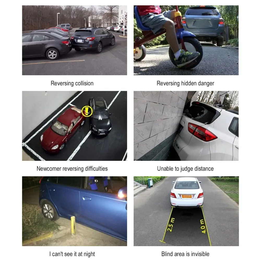 Vehemo Parking Reversing Radar Voice+ Buzzer Warning LED Security Car Reversing Radar LCD Digital Display Reverse