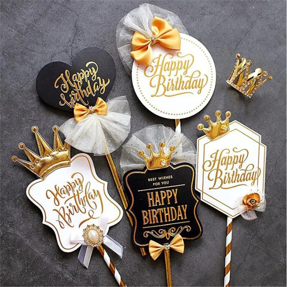 Королевской короны акриловая буква торт Топпер для торта С Днем Рождения