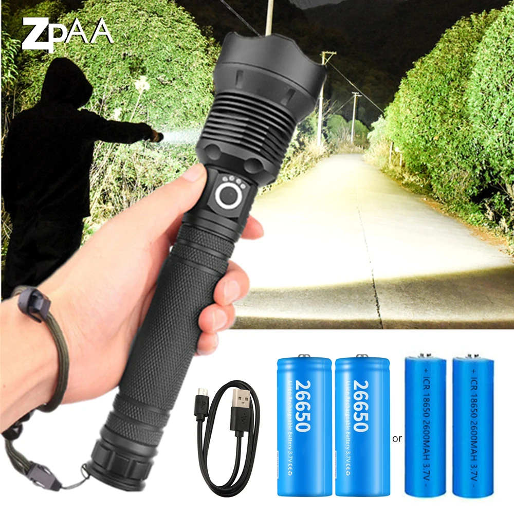 USB Powerful xhp70.2 Flashlight Torch Super Bright Lamp Rechargeable Zoom LED Tactical Torch xhp70 xhp50 18650 or 26650 battery|Flashlights & Torches| - AliExpress