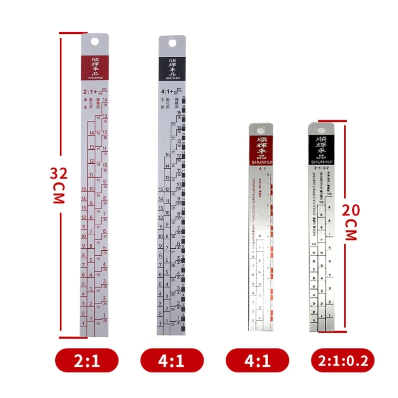 Paint Ruler Mixing Tool Standard Car Paint Ruler Tool Black/R-ed Rulers
