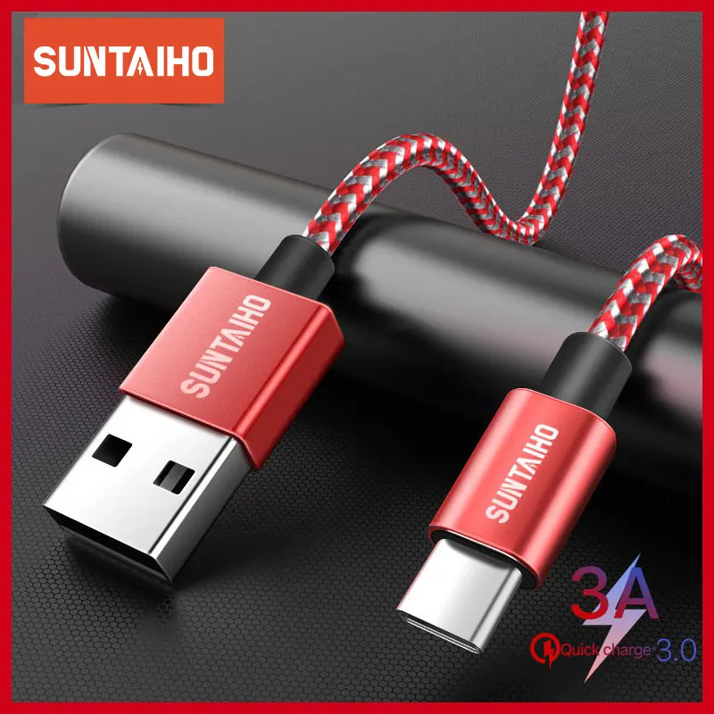 Suntaiho кабель с разъемом USB Type-C для Samsung S10 xiaomi 9 C мобильный телефон быстрой зарядки