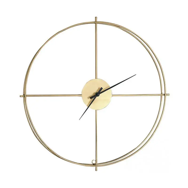 Металлические настенные часы в скандинавском стиле, ретро, двойное кольцо, Золотое железо, круглые декоративные подвесные часы, немой, уличные садовые часы, украшение дома - Цвет: Gold S