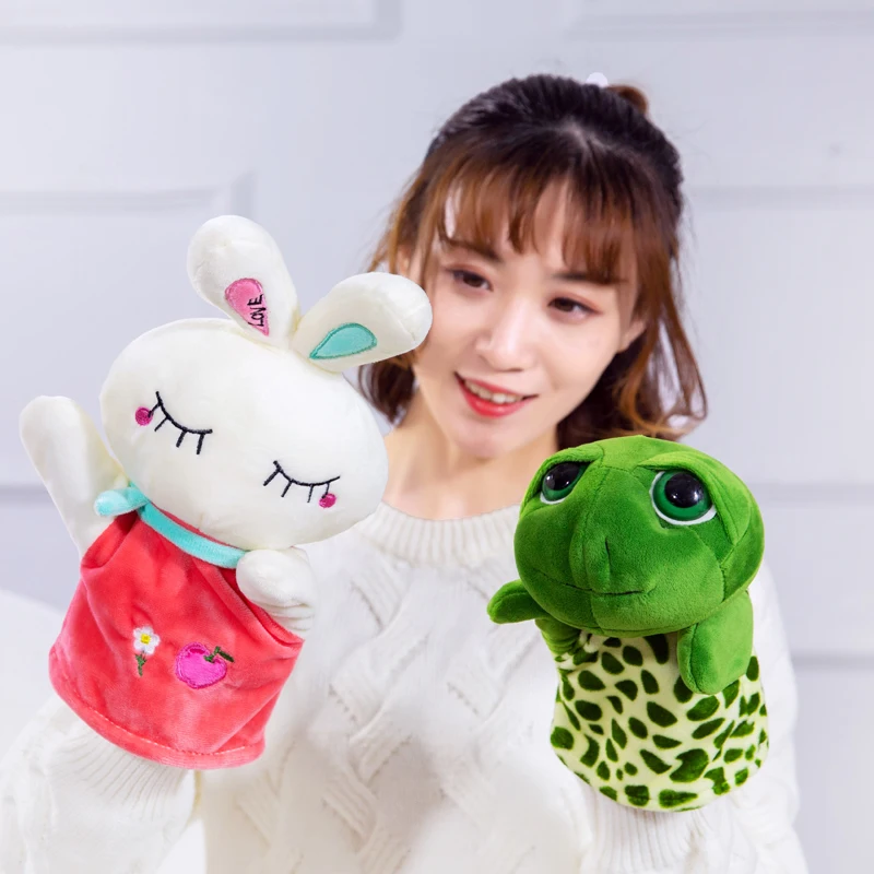 

Animal Hand Puppet Cute Cartoon Elephant Plush Toys Doll Parent-Child Game Kindergarten Story-telling Props Finger Doll Baby Toy