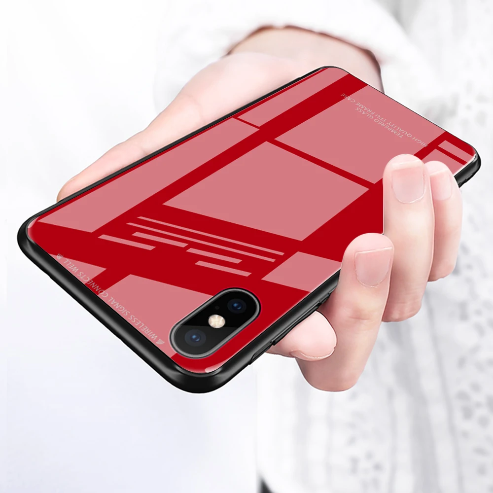 

Glass Case for iPhone X 10 XS XR XS Max Luxury Tempered Glass Case Back Cover ifone xr Silicone Frame Hard PC Cover Glass Case