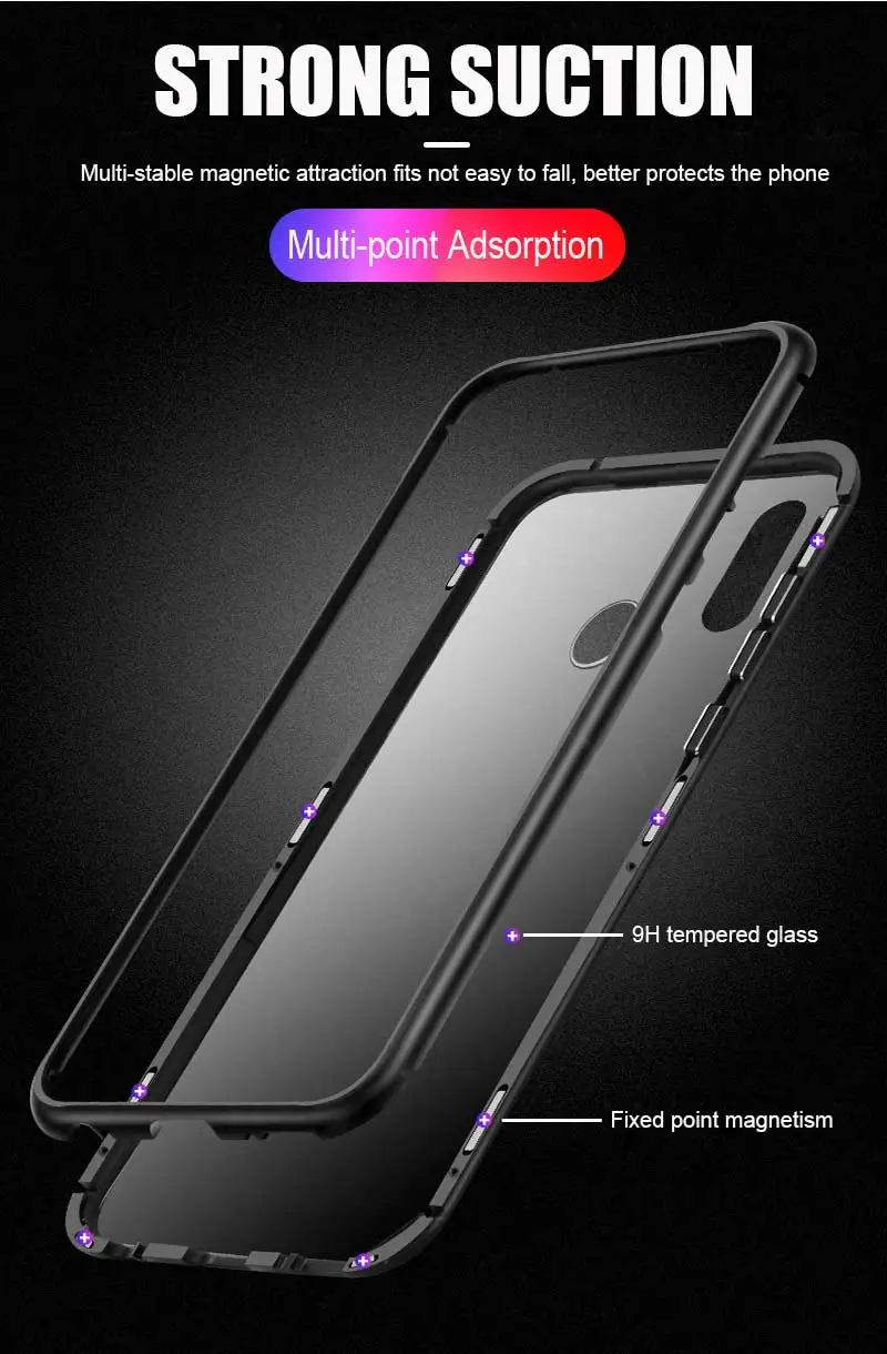 Магнитный флип-чехол с адсорбцией на 360 ° для Xiaomi Redmi Note 7 5 6 K20 Pro металлический чехол для телефона s для Redmi 7A 6A K20 стеклянная задняя крышка