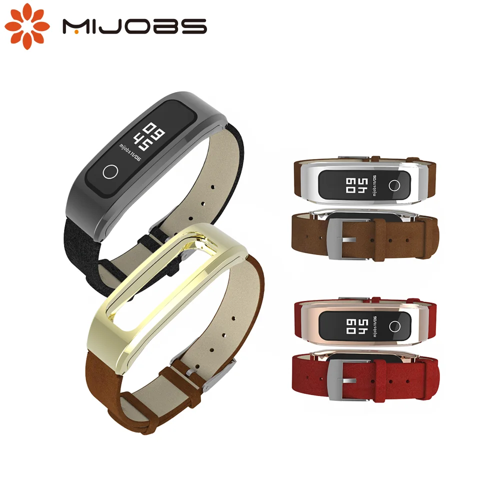 Кожаный ремешок Mijobs из ПУ кожи для Huawei Honor Band 4 смарт браслет бега спортивный