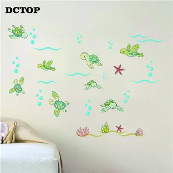 

Cute Swimming Sea Turtle Wall Sticker Ocean Animal Stickers Nursery Kids Room decals Home Door Decorative Wall Art Cartoon Mural