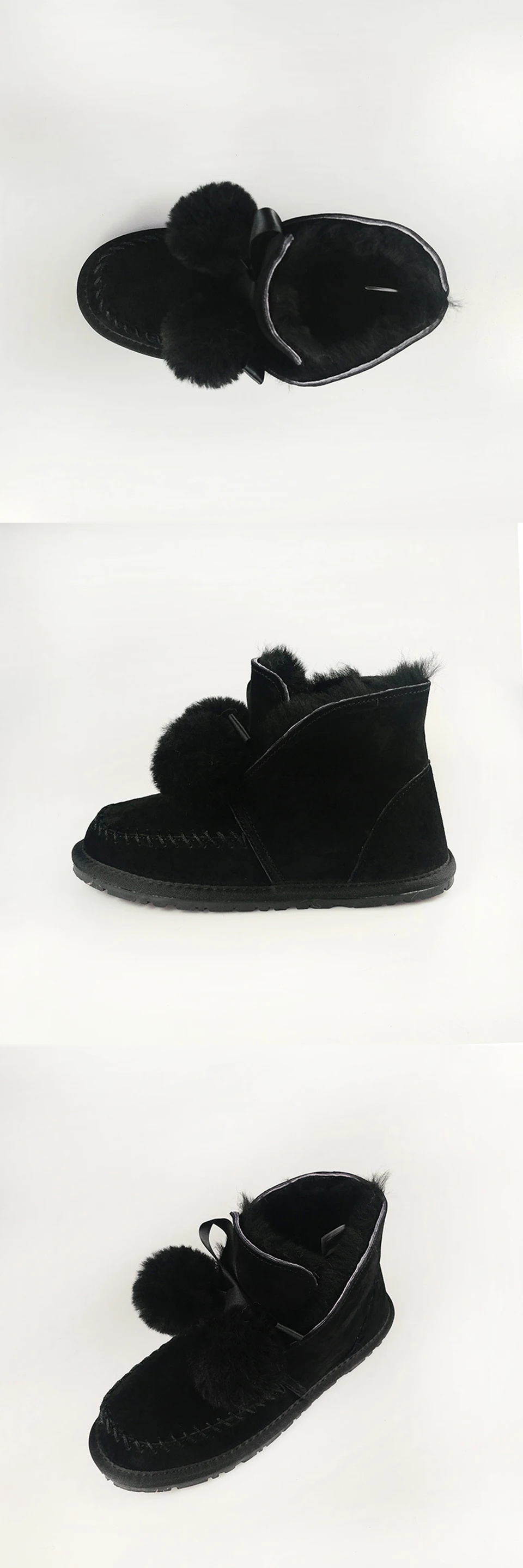 Женская зимняя обувь; ботильоны; теплые ботинки из натуральной кожи; женская плюшевая обувь на плоской подошве; повседневная обувь на шнуровке размера плюс DE