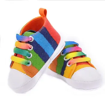 

Infants Baby Boy Girl Soft Colourful Sole Crib Shoes Casual Lace Prewalkers Sneaker 0-18 M