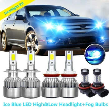 

6Pcs Ice Blue LED Headlight Hi/Low Beam + Fog Light For Ford-Fusion 2006-15 IP68 Waterproof Long Service Time COB Chip
