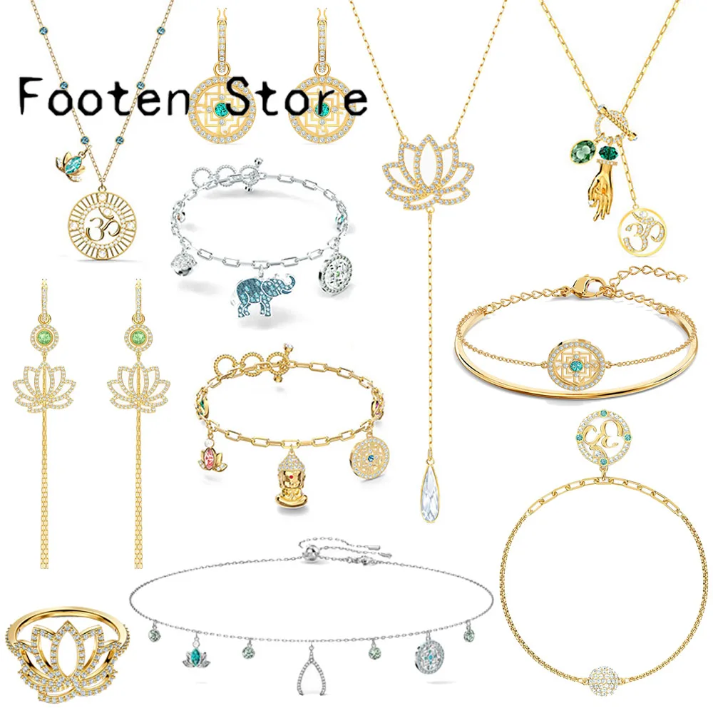 SWA Fine Fashion Women Jewelry Mandala Symbol Charm Lotus Series Set Water Drop Pendant Earrings Necklaces Bracelets | Украшения и
