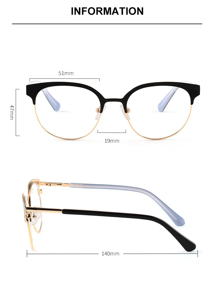 Glasses Frame Myopia Frame Ladies Glasses Frame Spring Leg Metal Frame
