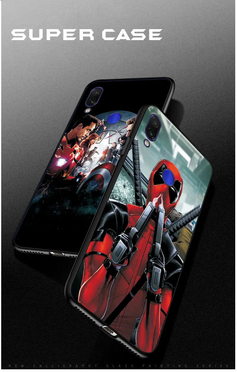 Чехол с изображением капитана комиксов Marvel для Xiaomi Redmi Note 7, чехол для Redmi Note 8, 7, 6, 5 Pro, 4, 4x, черный ТПУ чехол для телефона Redmi 8A, 7A