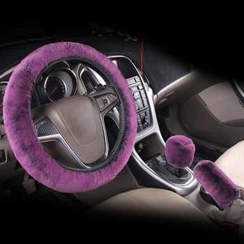 

3pcs/set Car Auto Winter Soft Steering Wheel Cover + Handbrake Cover + Shift knob Covers/Warm Super Thick Plush Gearshift Collar
