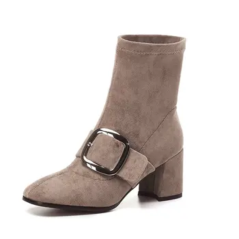 

2020 Womens Boots Autumn Winter Fashion Shoes Woman Round Toe Retro High Quality Ladies Shoes Female Ankle Boots size 41 42 43