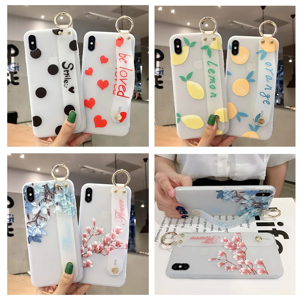 

Wrist Strap Soft TPU Case for Huawei Honor 20 7A Mate 10 20 30 Nova 2S 3E 3i 4 5i 5 P10 P20 P30 Pro Plus Lite Flower Cover