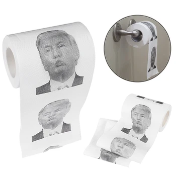 

1 Roll President Donald Trump Toilet Paper Creative Prank Joke Funny Paper Tissue Roll Gag Gift Bathroom Kitchen Accessories