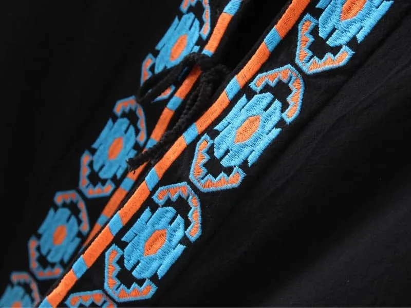 Boho блузка из хлопка с цветочной вышивкой блузки с кисточками и длинным рукавом-фонариком Свободные повседневные женские топы в стиле хиппи блузка и рубашка