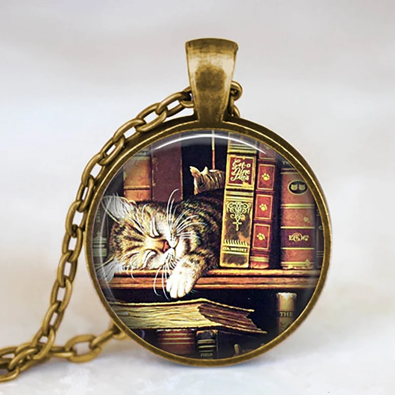 New Fashion Necklace Glass Dome Vintage Library and Books Pendants Necklace For Students Teachers And Librarians Necklace - Окраска металла: 20