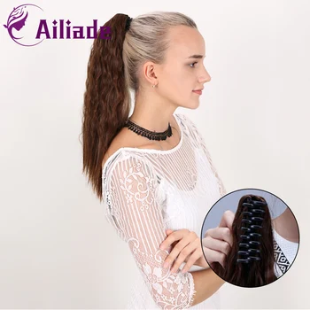 

AILIADE Women's 22 Inch Curly Ponytail Wig Long Claw Ponytails Black Brown Hair Extension Synthetic Fake Ponytail Hairpiece