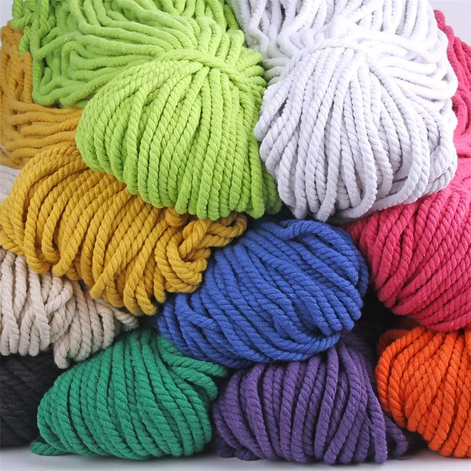 Corde En Coton Doux 8mm - 4 Rouleaux De 5m Pour Bricolage Et Décoration