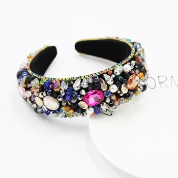 

Luxury colorful crystal particles ladies headband Baroque crystal fashion handmade exaggerated headband 791