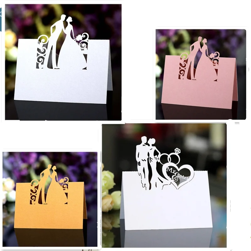 

10pcs Bride and groom laser cut seat card wedding business card wedding party table decoration wedding decoration placement card