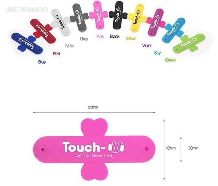 500pcs/lot Mini Touch U Silicone Phone Holder,Suntaiho One Touch U Shape Silicone Stand Holder Back Sticker for Smartphones PC