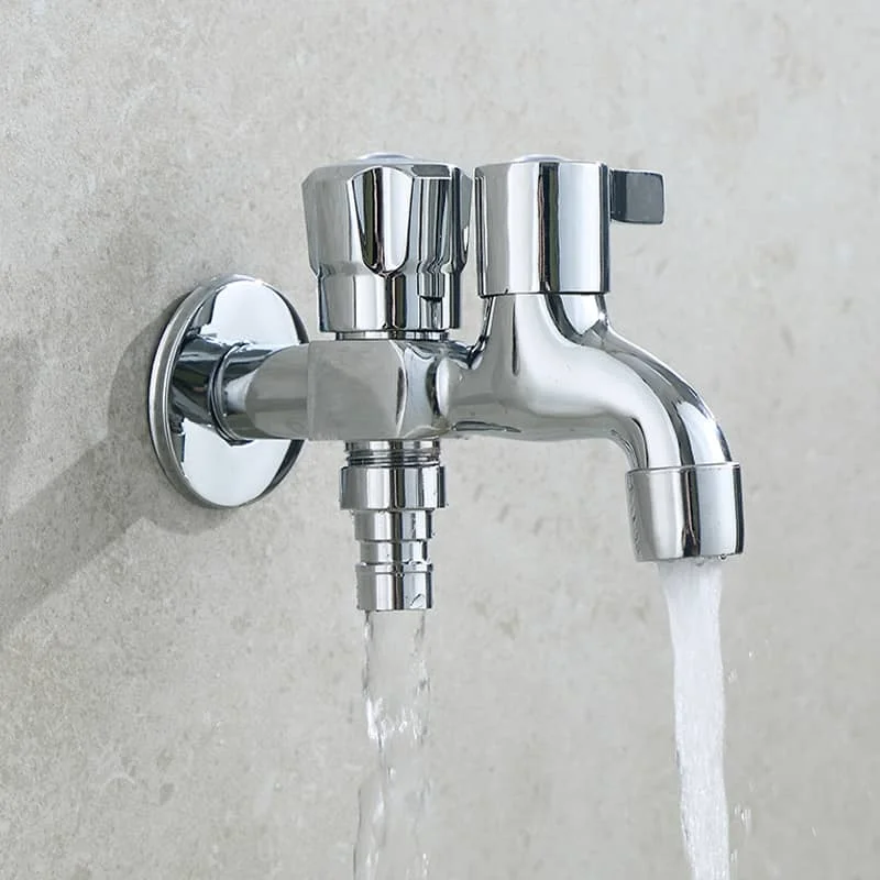 

Copper Washing Machine Tap Wall Mount Chrome Finished Small Tap Decorative Double Garden Faucet Double Using Bibcock Taps