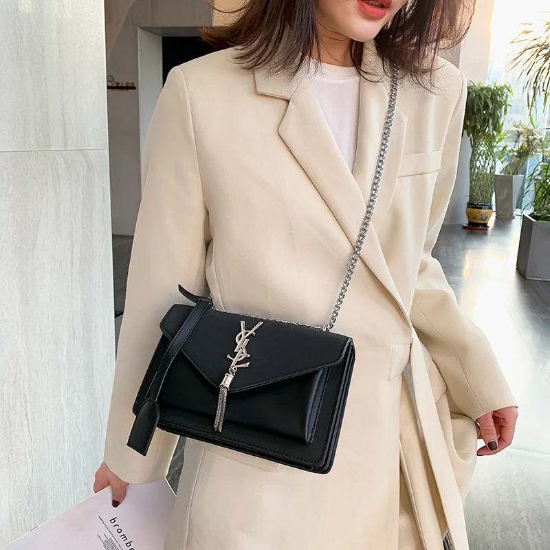 

Luxury Fashion Solid Color Messenger Bags Chain Tassel Shoulder Crossbody Bags High-quality Leather Handbags Louis Brand CC GG