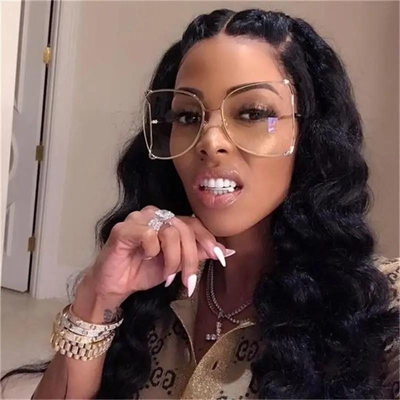 

2019 New Half Frame Brand Designer glasses Women Square Pearl Sunglasses for Female Fashion Oversized Clear Pink Eyewear Ladies