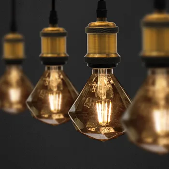 

TIANFAN Led Bulbs Vintage Light Bulb Diamond 95 Gold 4W 220/240V 2500K 360lumens Warm White Decorative Light Bulb