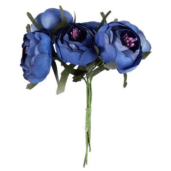 

New 6pcs/lot Simulation Silk cloth bouquet bride holding flowers decorative flowers (Royal blue purple heart)Single flower diame