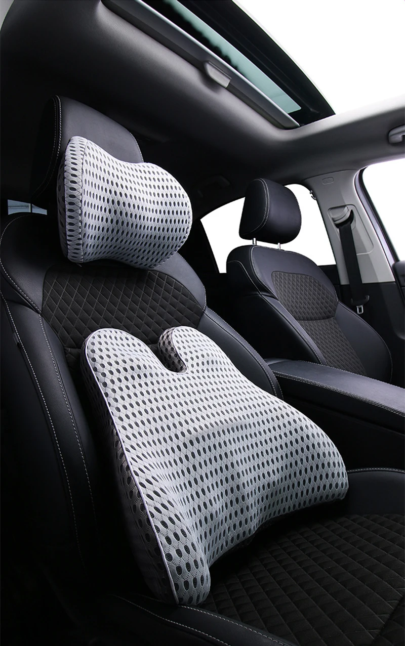 Car Headrest Neck Pillow Support Universal Soft Neck Pillows Cushion Memory Foam Lumbar Pillow Back Support Interior Automotive