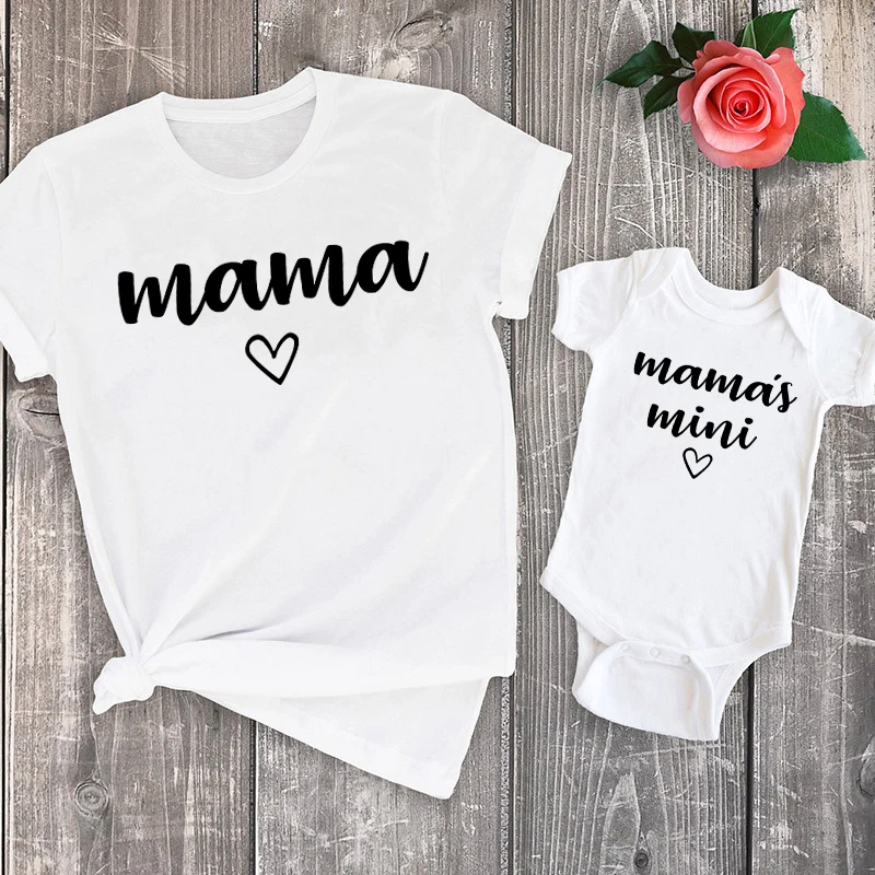Kids T Shirt Matching Tshirts Matching Outfit Girls Tops Summer Family Matching Outfits Mama and Mama's Mini Tshirt Mother Daughter Mum T-Shirt Tops Toddler Baby Kids Girls Clothes
