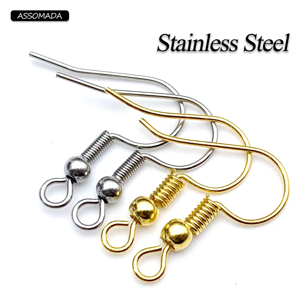 50pcs Stainless Steel Earring Hooks DIY Earring Clasps Fish Hook