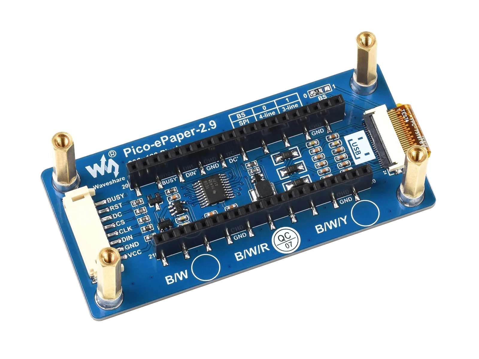 Waveshare-2.9 ġ E-Papier E-Ink ÷  (B), Raspberry Pi Pico, 296  128 ȼ, Rood/zīƮ/Ʈ, Spi ̽