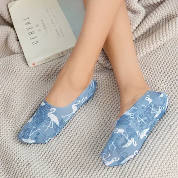 

Silicone Anti-skid Socks Girls Cartoon Invisible Socks Sweat Summer Ice Silk Seamless Sock Print Women Boat Socks High Quality