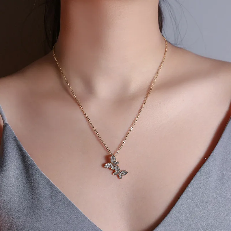 8 сезонов корейские модные украшения ожерелье с бабочкой из циркона женская