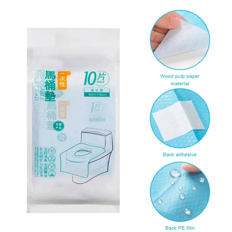 10Pcs Travel Disposable Paper Toilet Seat Cover Protector Biodegradable Camping Travel Safety Toilet Seat Mat Bathroom Accessory 3