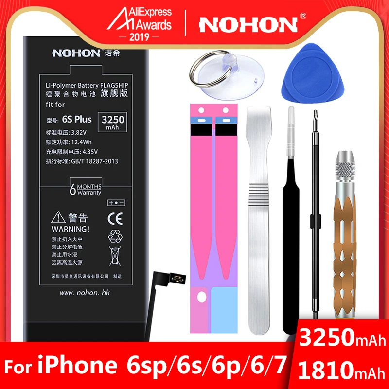 Nohon аккумулятор для Apple iPhone 7 6 6 S Plus айфон 6splus 6plus запасная батарея для iPhone6 iPhone7 Bateria Высокая емкость Бесплатные инструменты