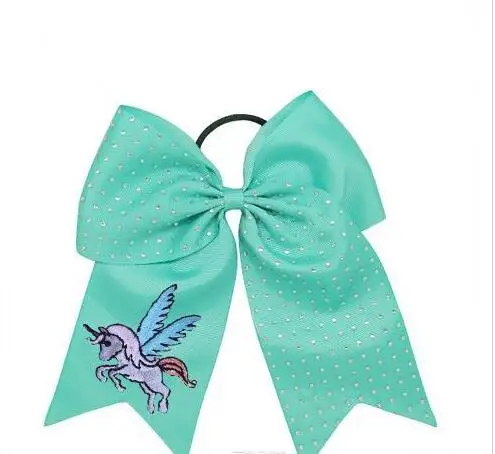 Банты волосов 7 &quotЧирлидинг Стразы Bling Cheer Луки с Эластичная лента вышивкой