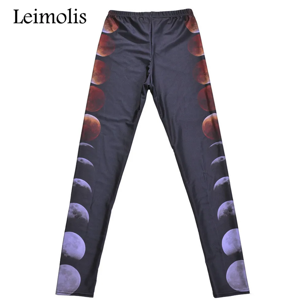 

Leimolis 3D printed fitness push up workout leggings women gothic Moon cycle plus size High Waist punk rock pants