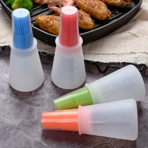 1PC Portable Silicone Oil Bottle with Brush BBQ Baking Oil Bottle with Scale Pastry Baking Oil Brushes Kitchen BBQ Cooking Tools