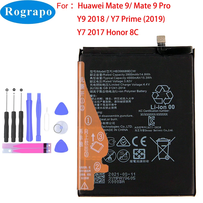 Оригинальный аккумулятор 4000 мАч HB396689ECW для телефона Huawei Mate 9 Mate9 Pro / Y9 2018 Honor 8C MHA-L29