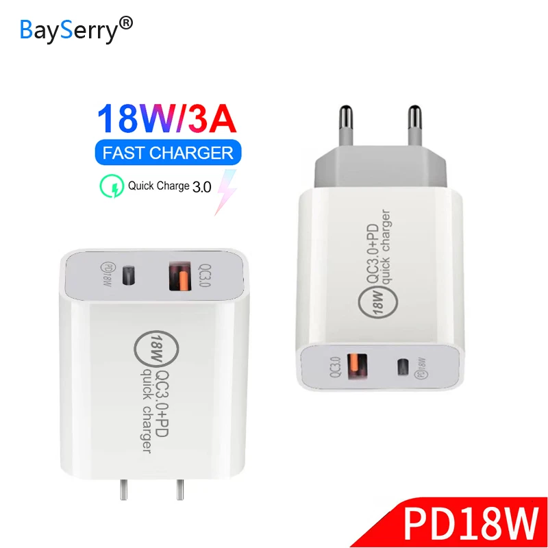 BaySerry USB зарядное устройство Быстрая зарядка QC 3 0 18 Вт быстрая настенная Зарядка