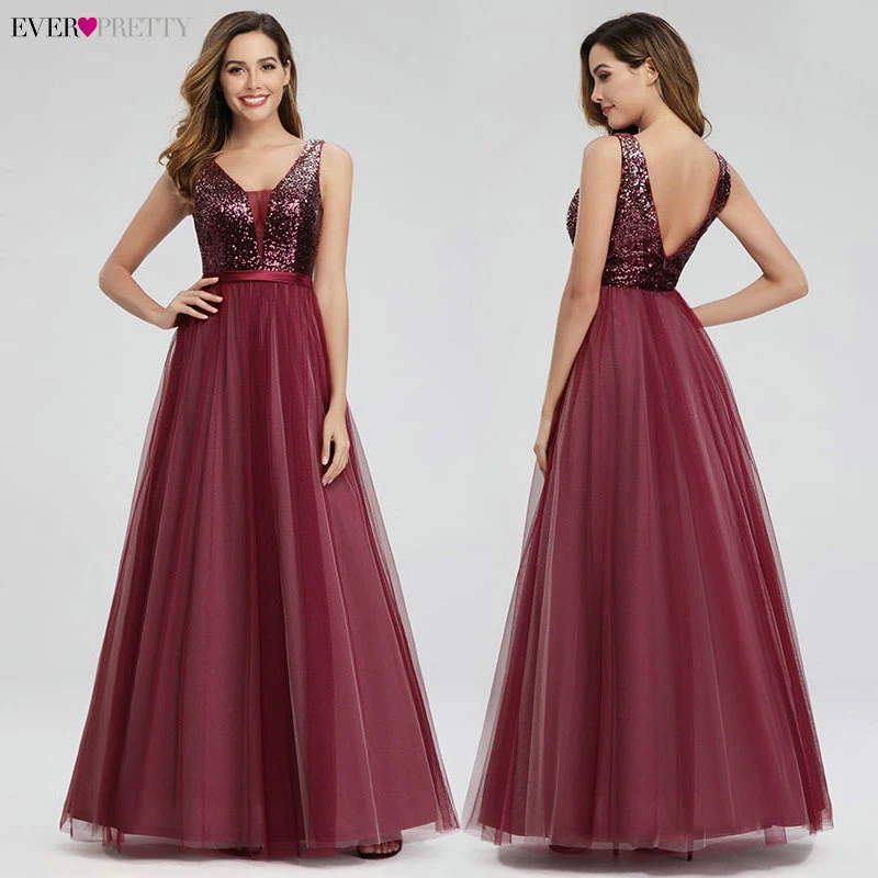 New Sparkle Prom Dresses Long Ever Pretty Sexy Double A-Line Sleeveless Sequined Evening Gowns Women Elegant Prom Dresses 2020