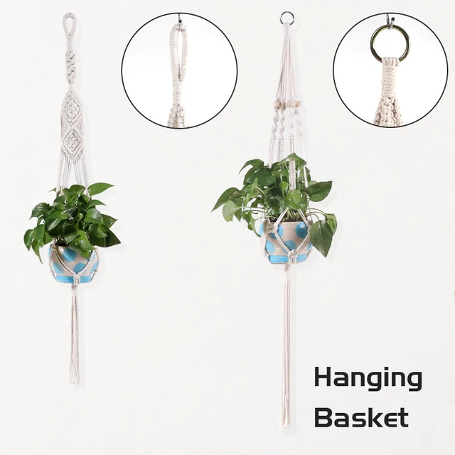 Függő Kosarak 100% Pamut Kézzel Készített Növény Tartó Makrame Virágcserapár Fal Dekoráció Kézműves Növényi Fogasok - Image 4