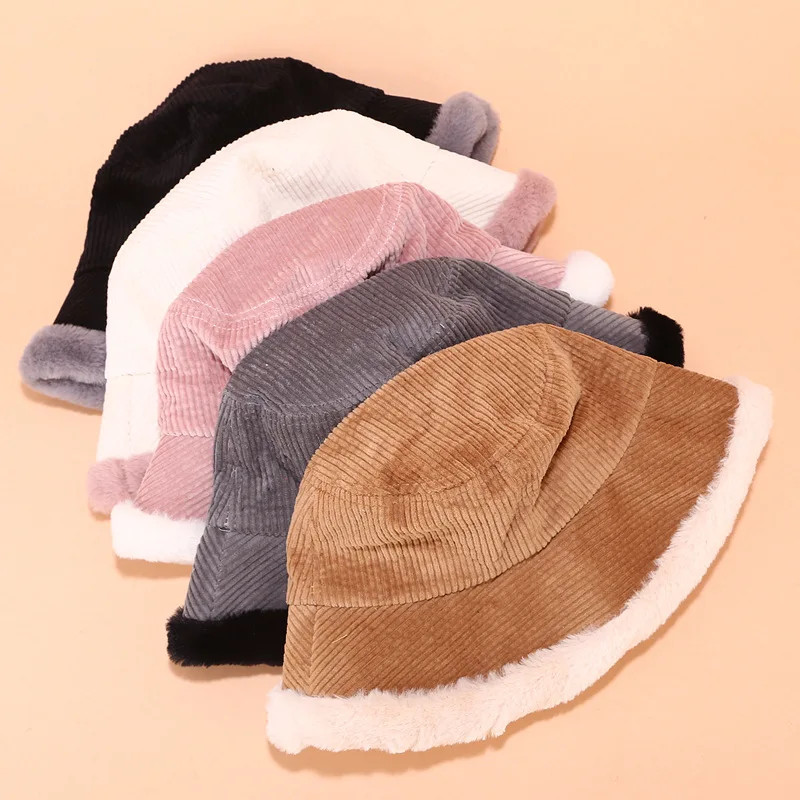 Зимняя шапка-ведро из искусственного меха для женщин и девушек, модная однотонная утолщенная мягкая теплая шапка для рыбалки, шапки на осень и зиму, винтажные шапки-ведра